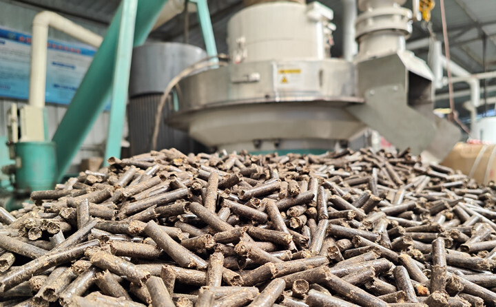 生物質(zhì)顆粒燃料是用秸稈顆粒機(jī)將樹枝、秸稈、鋸末等農(nóng)林廢棄物制成的新型清潔綠色燃料